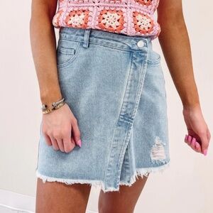 Le Lis Asymmetrical Denim Mini Skirt